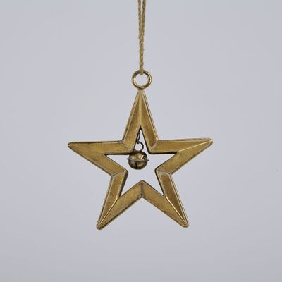 Golden Hanging Star with Bell Small
