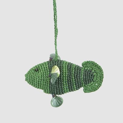 Handmade Crochet Verdant Fish Decoration Green