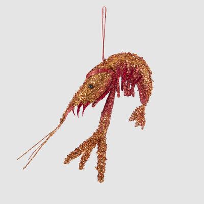 Lester Glitter Prawn Ornament Red Orange Ombre
