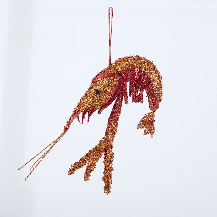 Lester Glitter Prawn Ornament Red Orange Ombre