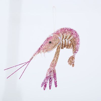 Lester Glitter Prawn Ornament Pink Orange Ombre