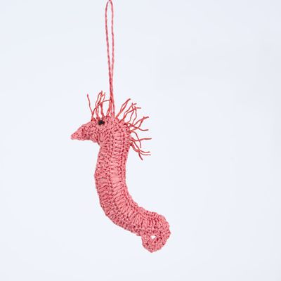 Handmade Crochet Seahorse Decoration Fuchsia