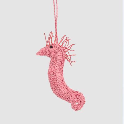 Handmade Crochet Seahorse Decoration Fuchsia