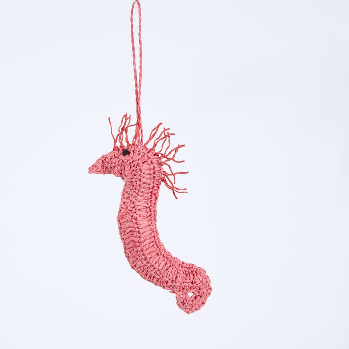 Handmade Crochet Seahorse Decoration Fuchsia