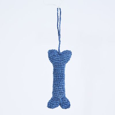 Handmade Crochet Dog Bone Decoration Blue