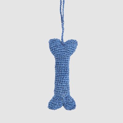 Handmade Crochet Dog Bone Decoration Blue