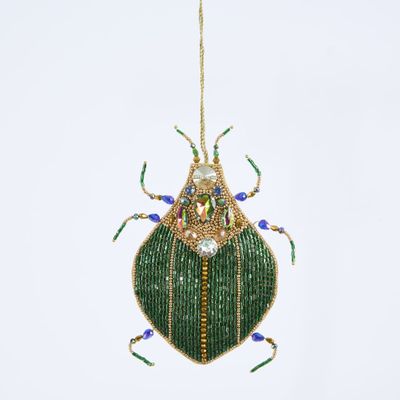 Maharajah Beaded Beetle Decoration Green