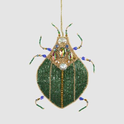 Maharajah Beaded Beetle Decoration Green