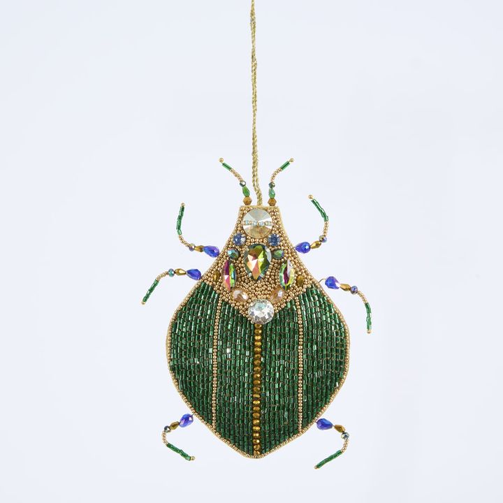 Maharajah Beaded Beetle Decoration Green