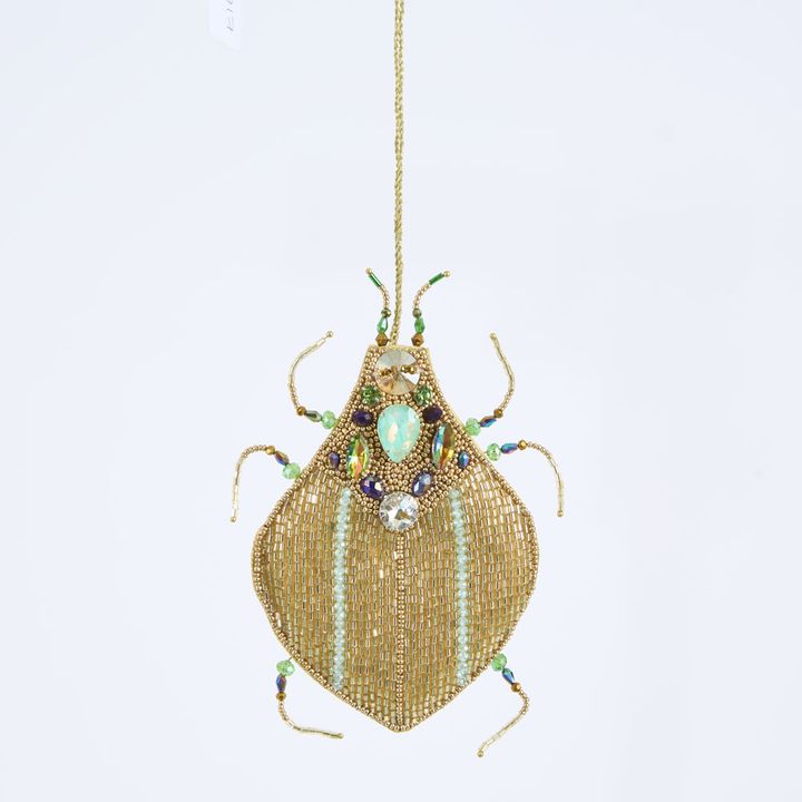 Maharajah Beaded Beetle Decoration Gold