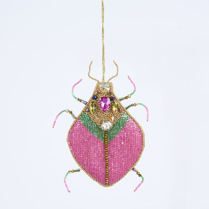 Maharajah Beaded Beetle Decoration Fuchsia