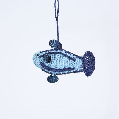 Handmade Crochet Fish Decoration Blue