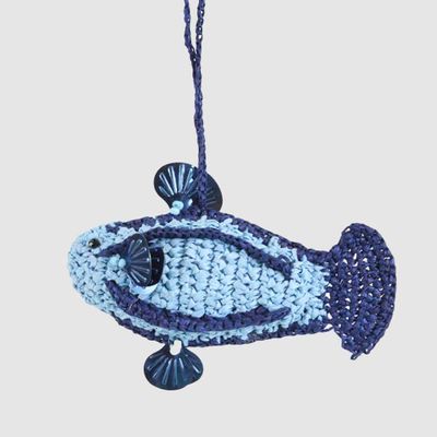 Handmade Crochet Fish Decoration Blue