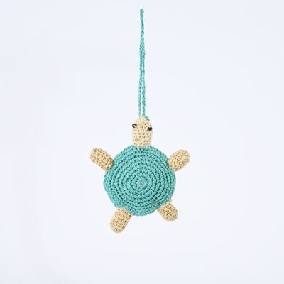 Handmade Crochet Turtle Decoration Teal