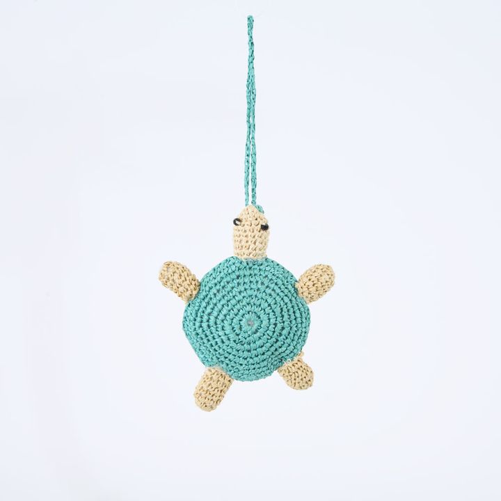 Handmade Crochet Turtle Decoration Teal