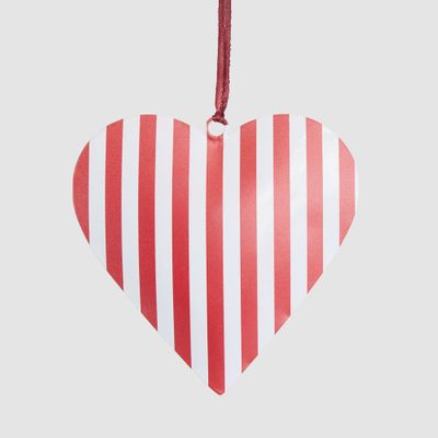 Candy Cane Hand Painted Heart Tree Decoration