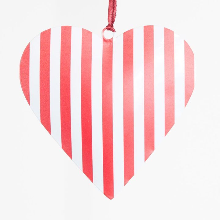 Candy Cane Hand Painted Heart Tree Decoration