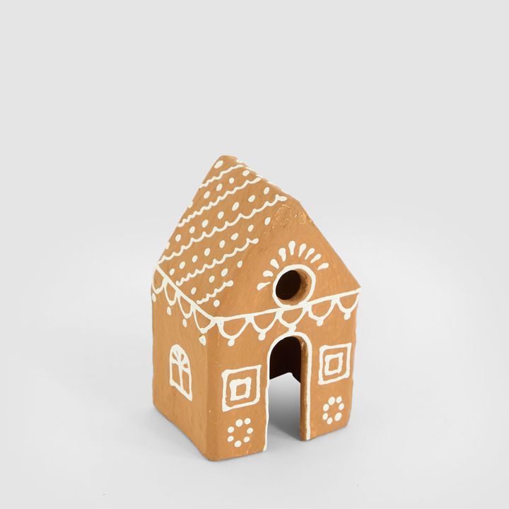Mache Patterned Hanging Gingerbread Cottage