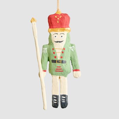 Mache Hanging Nutcracker Green