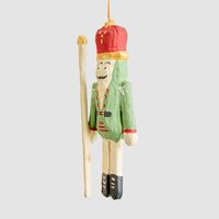 Mache Hanging Nutcracker Green