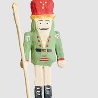 Mache Hanging Nutcracker Green