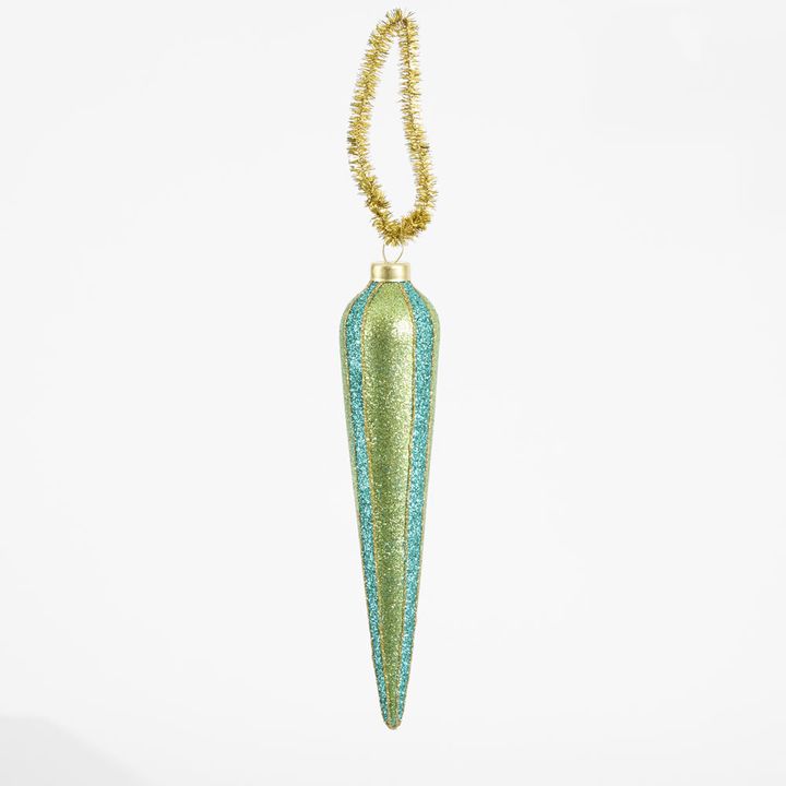 Vintage Stripe Finial Green & Emerald