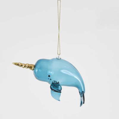 Tuskie Narwhal Whale Decoration Blue