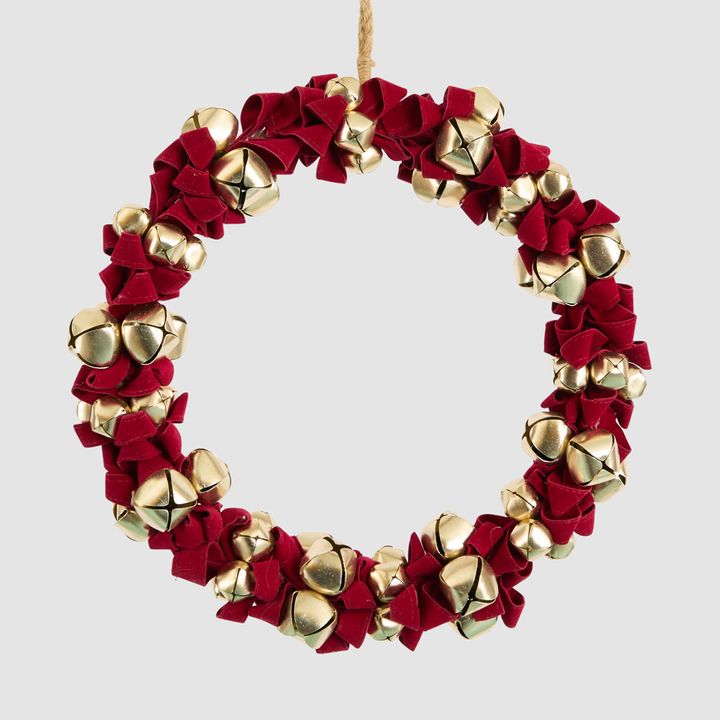Liberty Red Velvet & Gold Bell Wreath