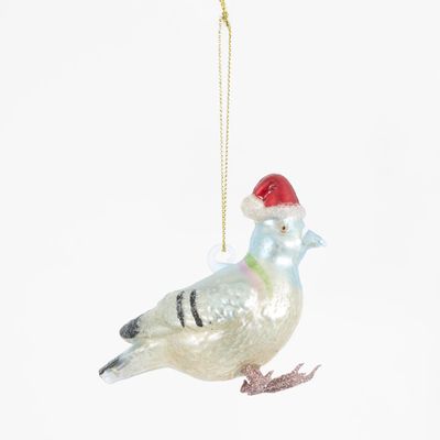 Vintage Robin w Santa Hat Decoration