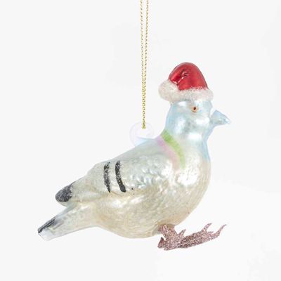 Vintage Robin w Santa Hat Decoration