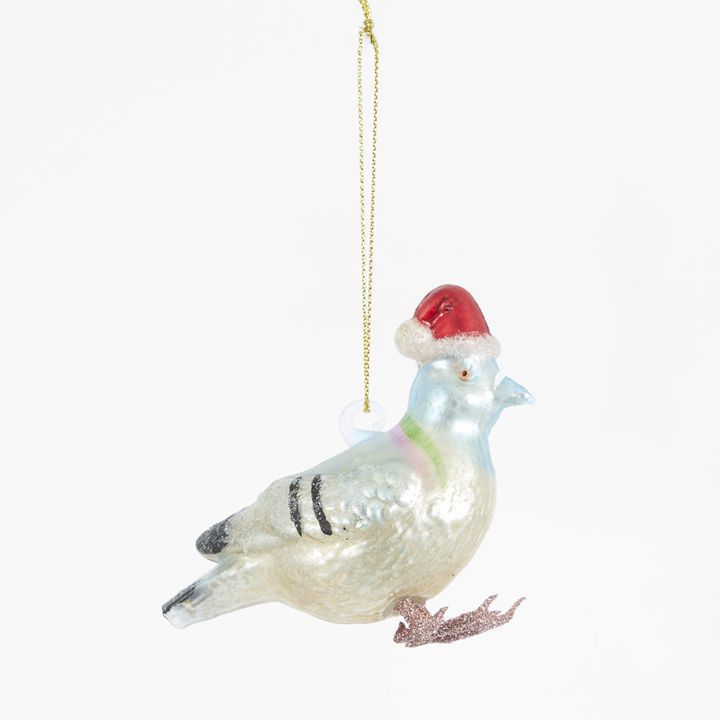 Vintage Robin w Santa Hat Decoration