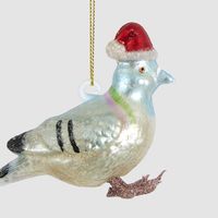 Vintage Robin w Santa Hat Decoration