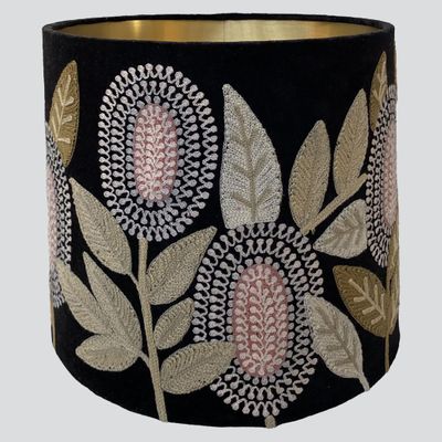 Velvet Drum Shade - Banksia - Black Multi Medium