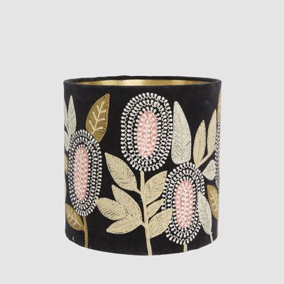 Velvet Drum Shade - Banksia - Black Multi Medium