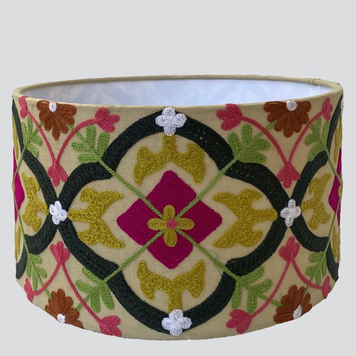 Mosaic Cottom Drum Shade Pink / Mustard Multi