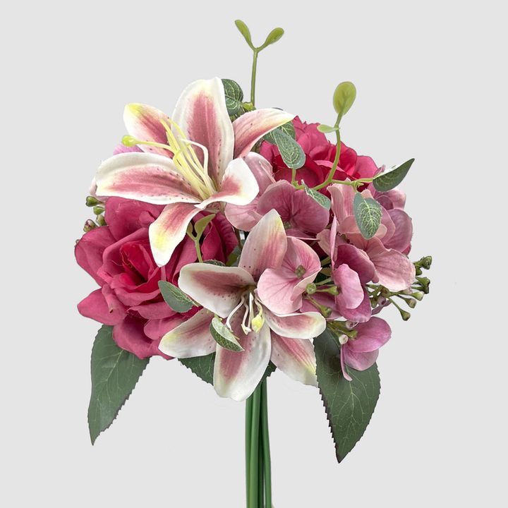 Rose Lily Bouquet Dark Pink