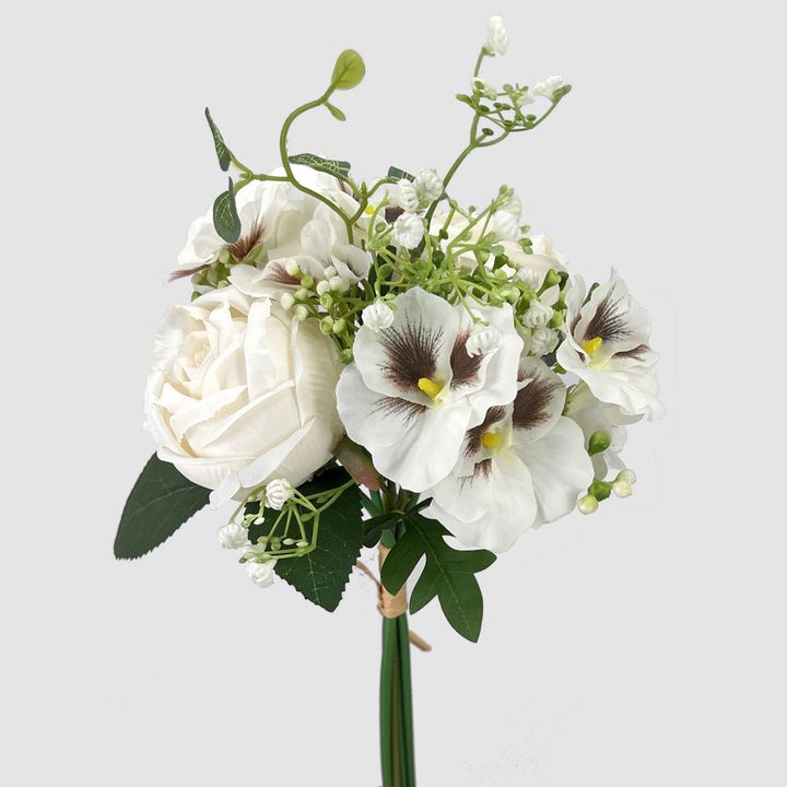 Rose Pansy Bouquet White