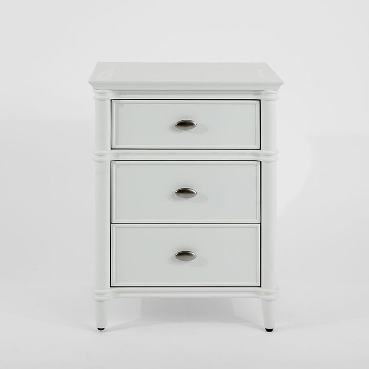 Dakota Bed Side Table 3 Drawer White