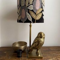 Owl Table Lamp Base only Antique Gold