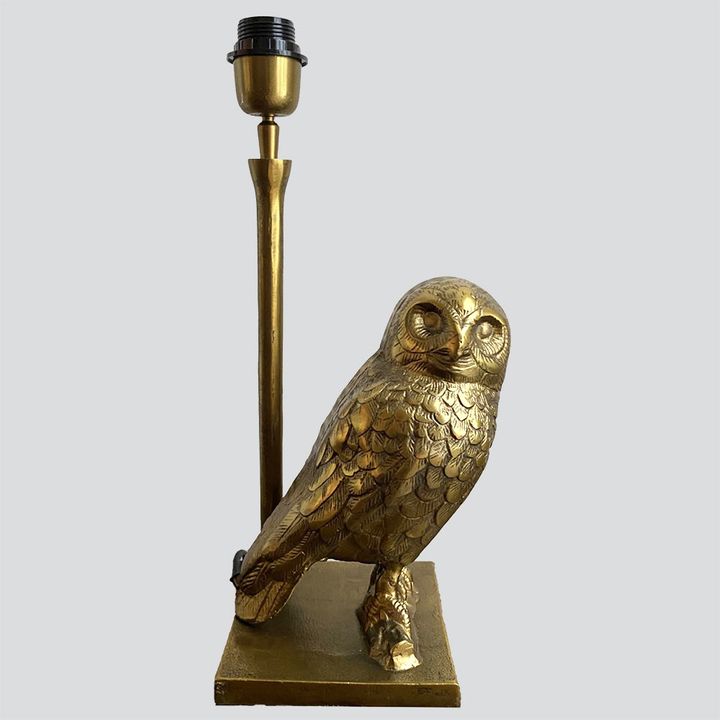 Owl Table Lamp Base only Antique Gold