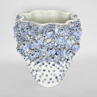 Vase with Flower White and Blue