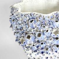 Vase with Flower White and Blue