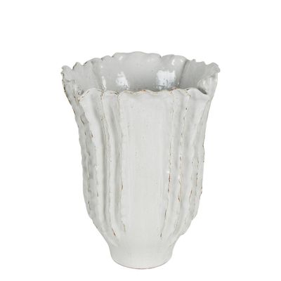 Pleated Ceramic Vase Large White