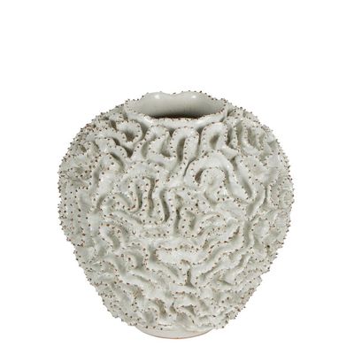 Brain Coral Ceramic Vase White