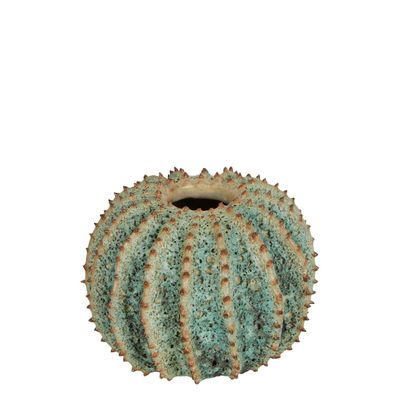 Spiked Cactus Ceramic Moss Vase Green