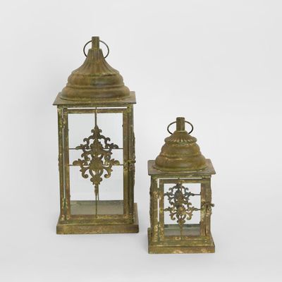 Rustic Hurricane Lanterns Set of 2