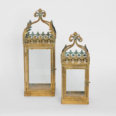 Gilded Hurricane Lanterns Set of 2