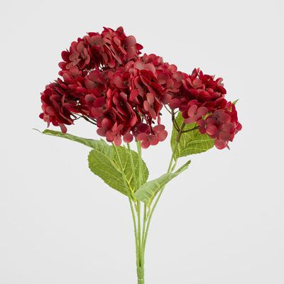 Real Touch Hydrangea 5 Head Bunch Burgundy