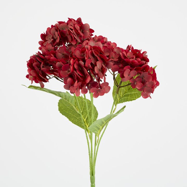 Real Touch Hydrangea 5 Head Bunch Burgundy