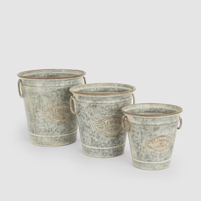 Parterre Round Zinc Planters Set of 3